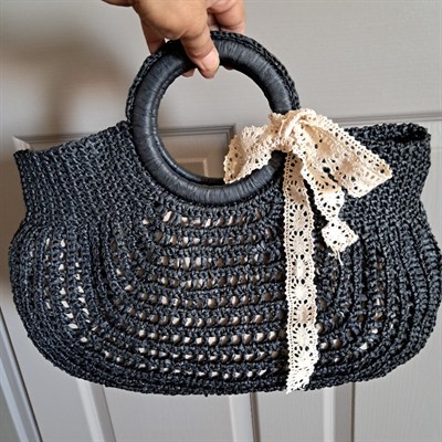 Siyah Ahşap Burslu Çanta