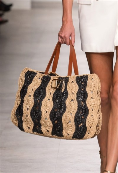 Valentino Model Napoli Rafya El Örgüsü Çanta - Çift Askılı