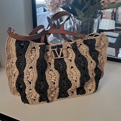 Valentino Model Napoli Rafya El Örgüsü Çanta - Çift Askılı