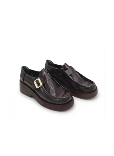 LUVESTA Retro-Modern Bordo Rugan Kalın Tabanlı Ayakkabı