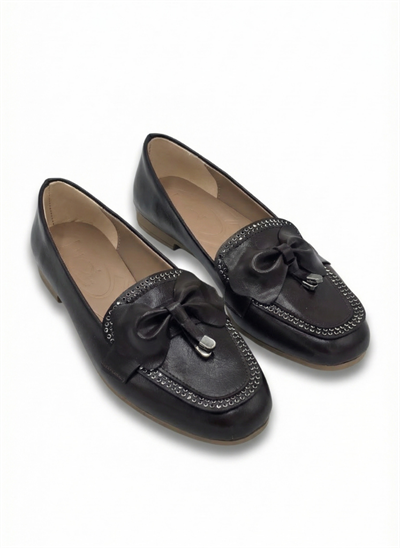 Luvestashoes Acı Kahve Taş İşlemeli Fiyonk Detaylı Ortopedik Zarif Babet