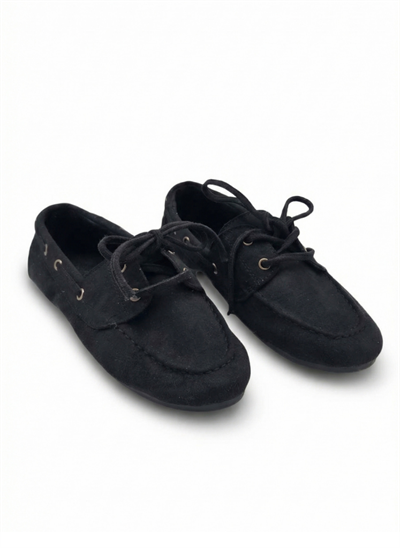 luvestashoes Bağcıklı süet babet siyah