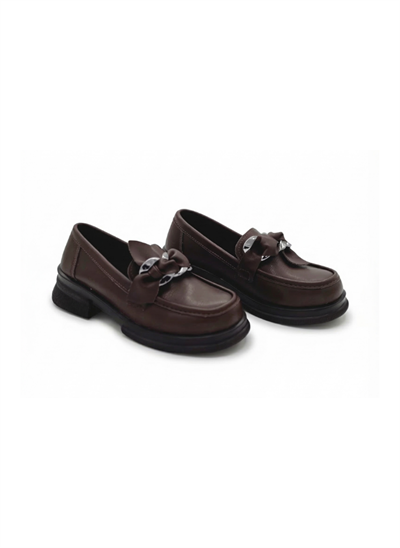 Şal Detaylı Tokalı Loafer Acı Kahve
