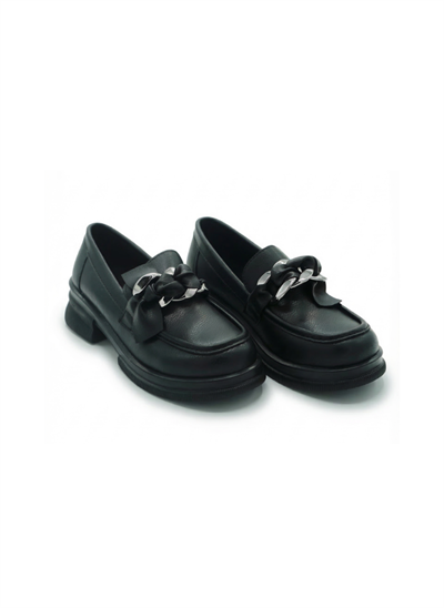 Şal Detaylı Tokalı Loafer Siyah