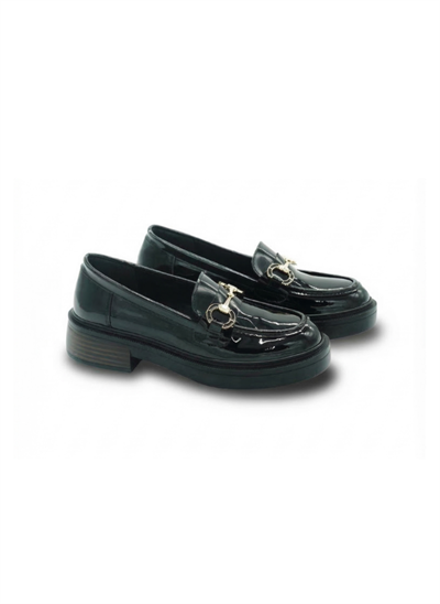 Toka Detaylı Rugan Loafer Siyah