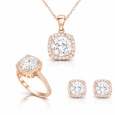 Gümüş Rose Kare Montür Kadın Set