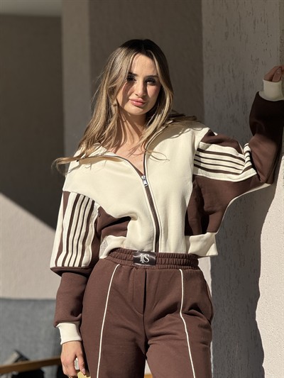  Nina kahve krem Ceket Pantolon Eşofman Takımı