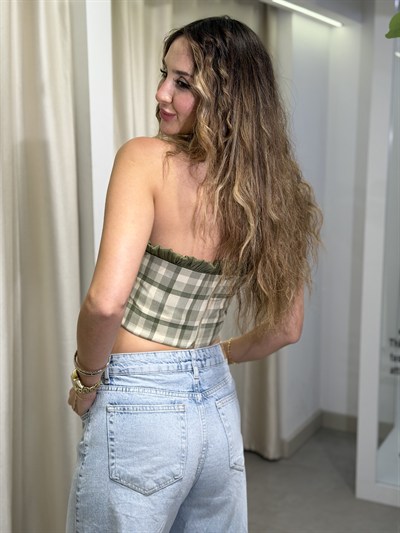 Adelina Ekose Desen Büstiyer Haki