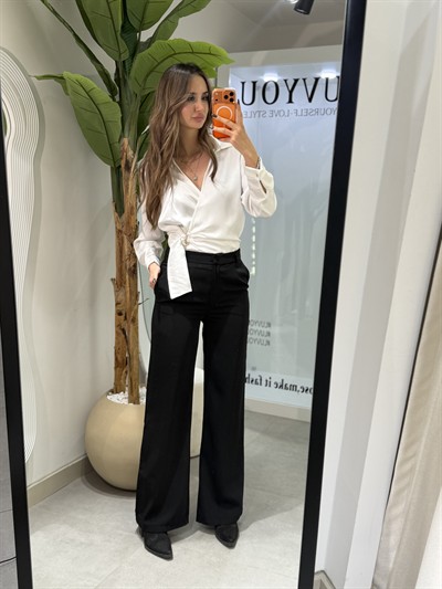 Ceku Arka Cep Fletolu Pantolon Siyah