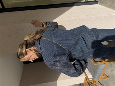 Cesi Full Parlak Taş Detaylı Denim Ceket Gömlek 