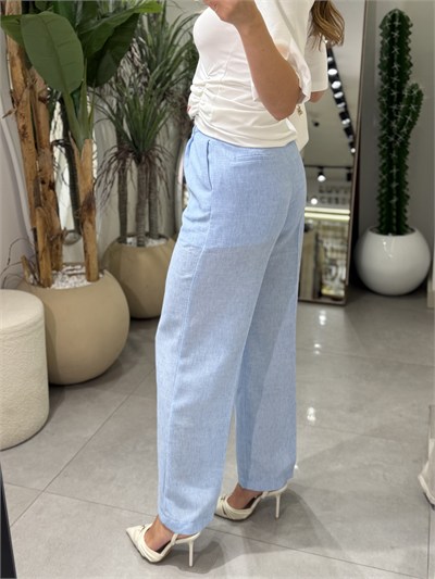 Clara Çift Düğmeli Keten Pantolon 