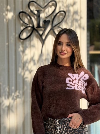 Eva Peluş Kazak Kahverengi 