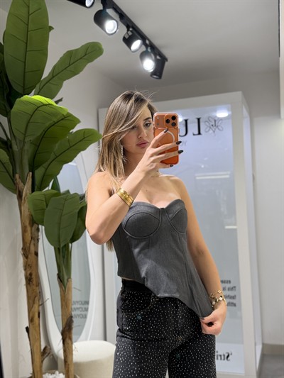Flora Asimetrik Kesim Tek Omuz Büstiyer Gri
