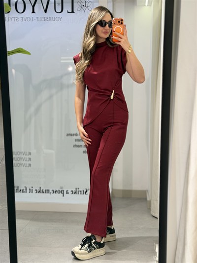 Hola Kol Vatkalı Tokalı Takım Bordo