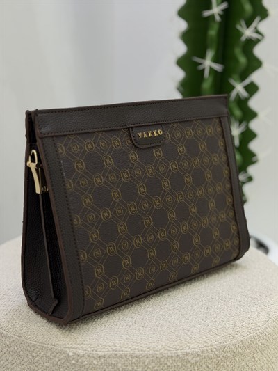 İthal Orj Marka Clutch Çanta Kahverengi