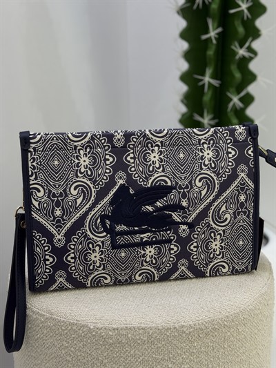 İthal Orj Marka Clutch Çanta Lacivert