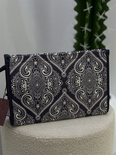İthal Orj Marka Clutch Çanta Lacivert