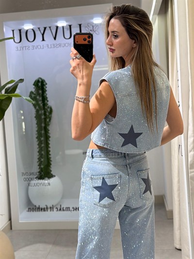 Jules Full Taşlı Denim Tasarım Takım