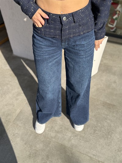 Lola Altın Yaldız Detaylı Denim Takım