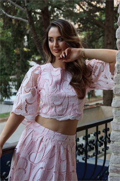Luv Lux Örgü Dantel İşlemeli Takım