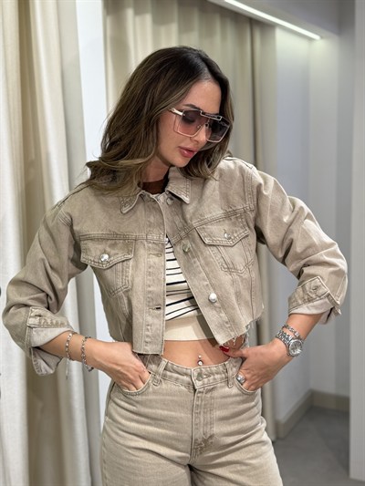 Maria Crop Ceket Haki