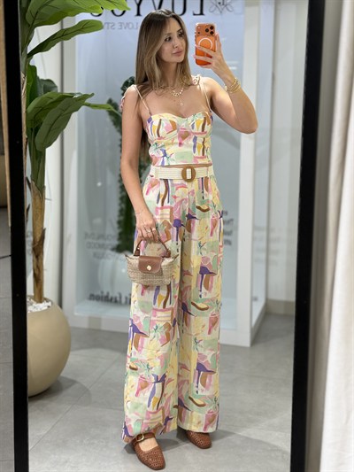 Maria Renkli Crop Pantolon Takım 