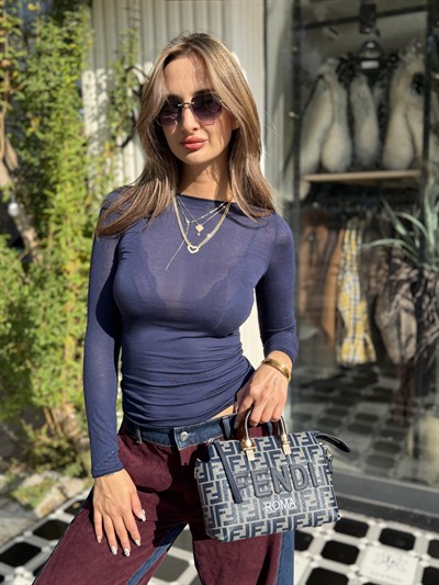 Marly Kaşmir Transparan bluz lacivert