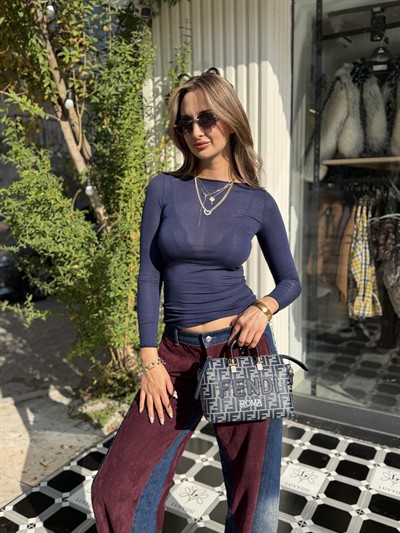 Marly Kaşmir Transparan bluz lacivert