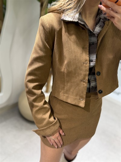 Merry kadife crop ceket