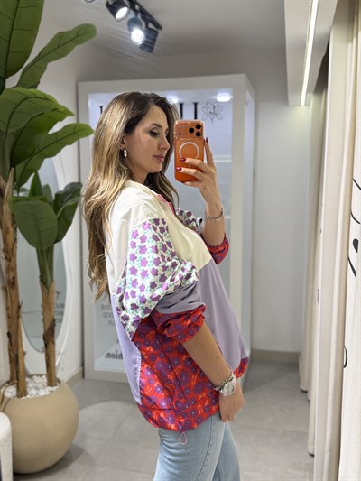Peter Tasarım Model Çiçek Desenli Neon Yağmurluk
