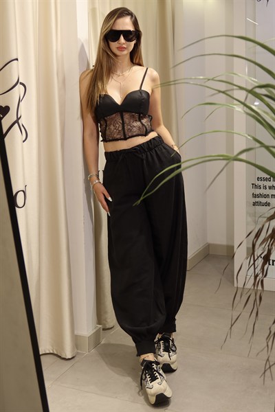 Proper Lastikli Şalvar Pantalon Siyah 