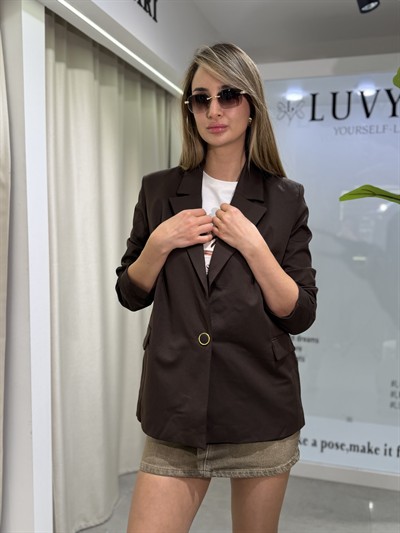 Proper Tek Düğmeli Blazer Ceket Kahverengi
