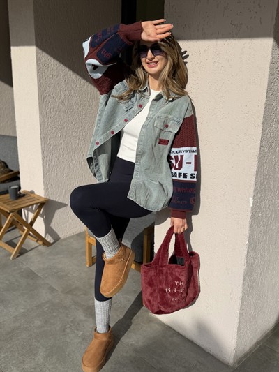 Riva Kolları Triko Denim Detaylı Ceket 