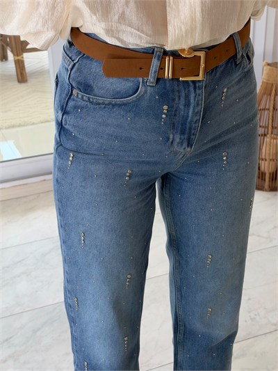 Robert Kendinden Kemerli Taşlı Jean