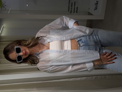 Star Taşlı Gömlek Mavi