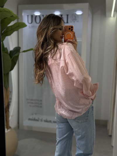 Star Taşlı Gömlek Pembe