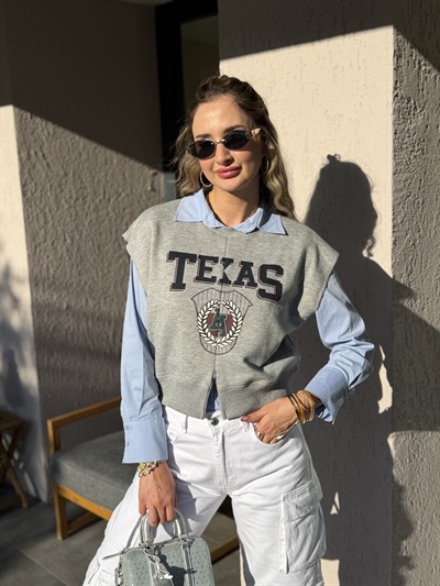 Toffy Fermuarlı Kolsuz Sweatshirt Gri
