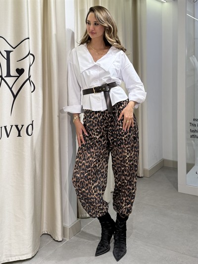 Willy Leopar Desen Şalvar Pantolon