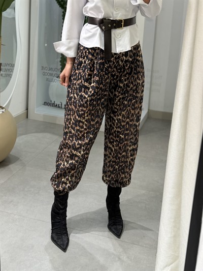 Willy Leopar Desen Şalvar Pantolon