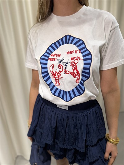 Yuppo Mavi Baskılı T-Shirt Mavi-Ekru