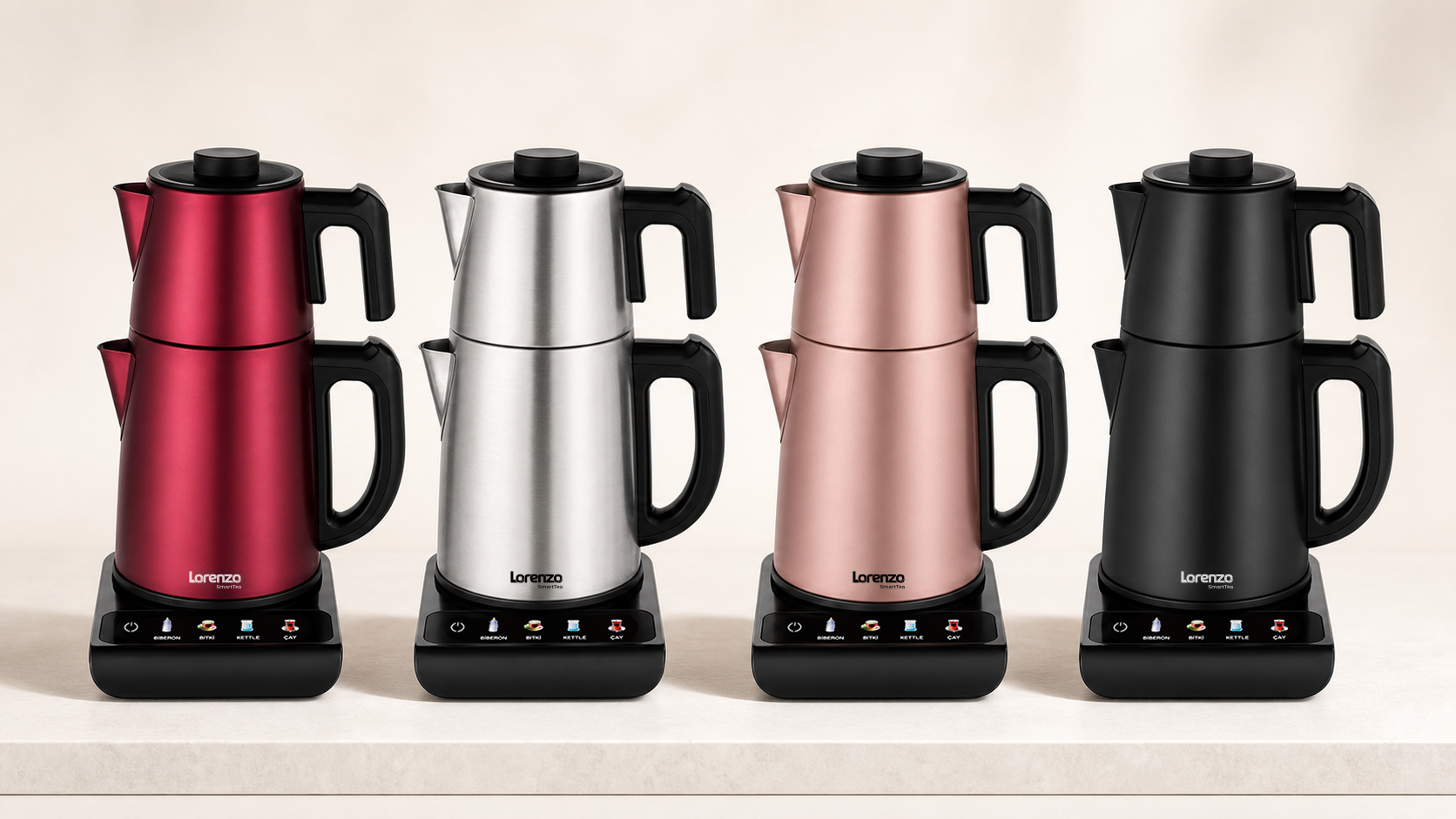 Smart Tea kırmızı paslanmaz çelik rose ve siyah renk seçenekleri