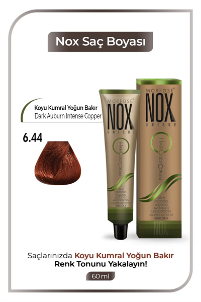 NOX HERBAL SAÇ BOYASI 6.44- KOYU KUMRAL YOĞUN BAKIR 60ML.