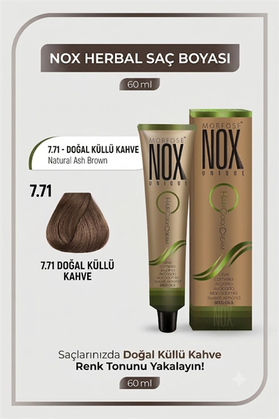 NOX HERBAL SAÇ BOYASI 7.71- DOĞAL KÜLLÜ KAHVE 60ML.
