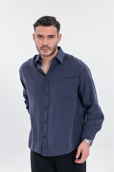 Oversize Modal Gömlek Lacivert