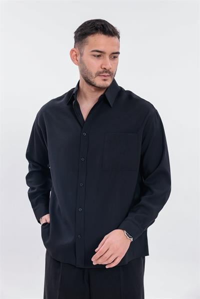 Oversize Modal Gömlek Siyah