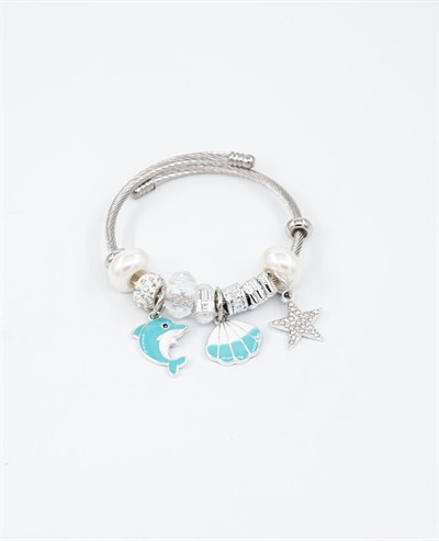 İstiridye ve Yunus Model 8 Figürlü Charmlı Bileklik
