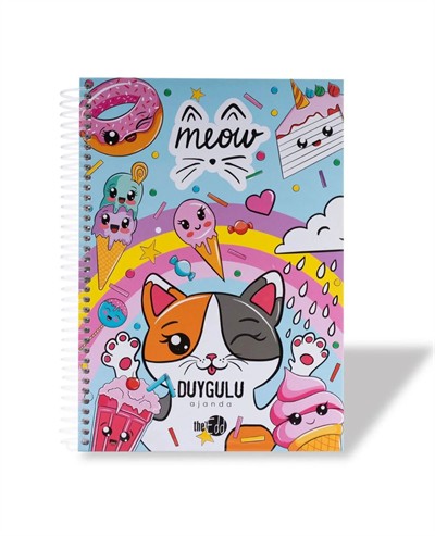 Meow Kedi Baskılı Duygulu Ajanda