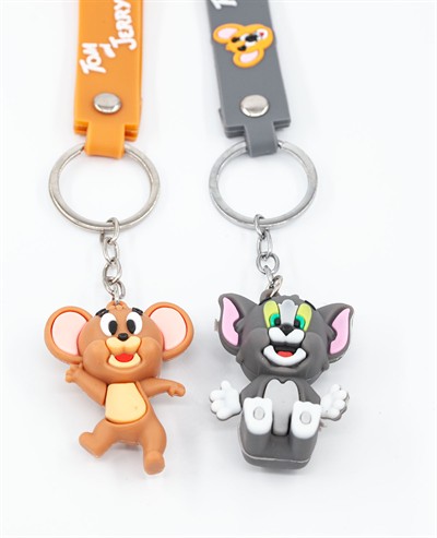 Tom ve Jerry Küçük Silikon Anahtarlık Asortili 12'li Paket