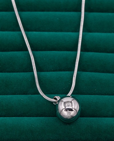 Yuvarlak Uçlu Gümüş Renk Çelik Kolye