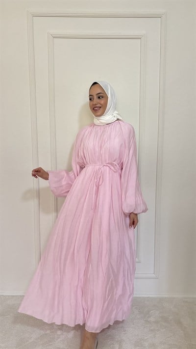 KRİNKIL ELBİSE  - PEMBE